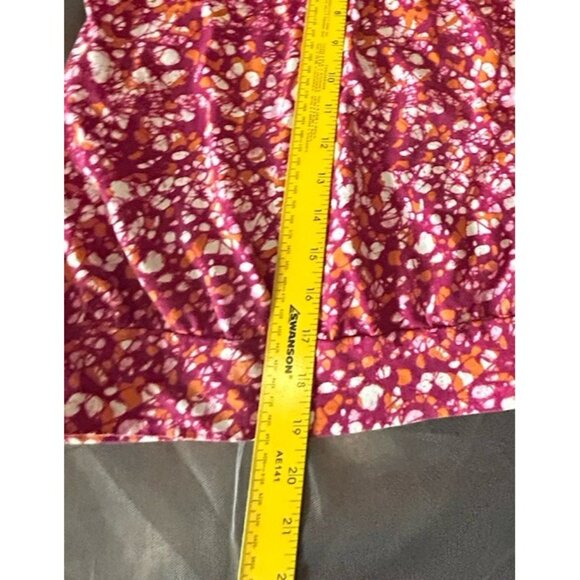 Michael Kors Women XL Short Sleeve Top Shirt Pink Orange White Round poly Blend - Picture 7 of 15